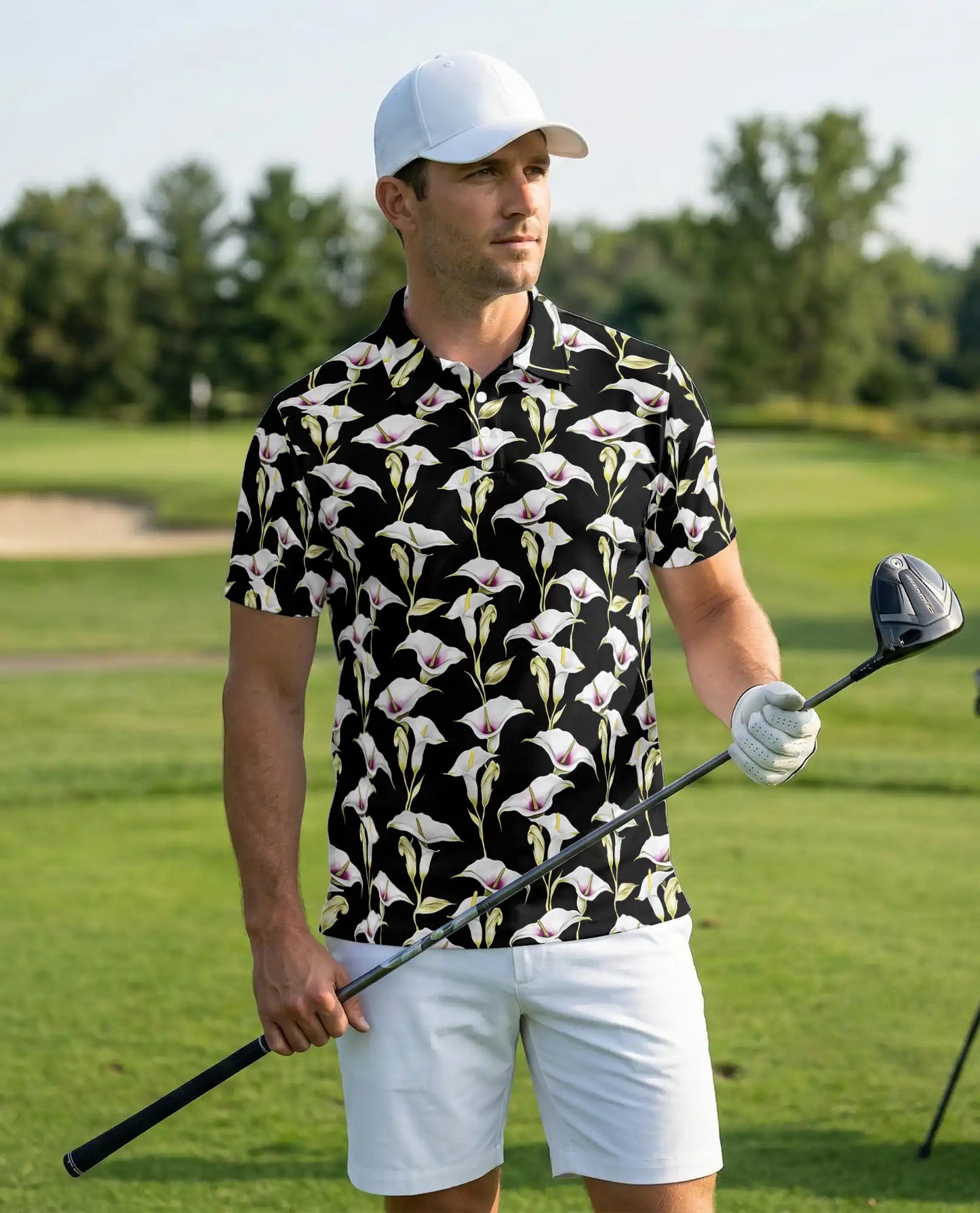 Calla Lily Floral Pattern Polo Shirt | Azhobbyshop