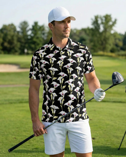 Calla Lily Floral Pattern Polo Shirt | Azhobbyshop