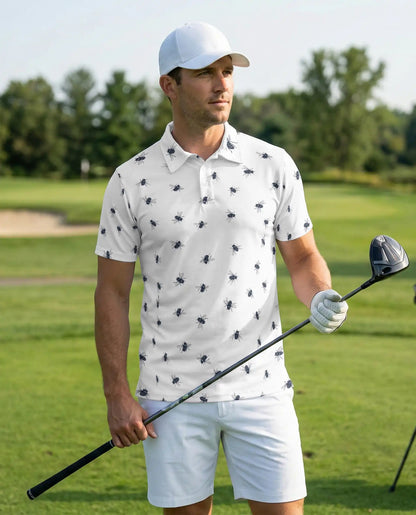 Housefly Pattern 3D Polo Shirt for Men – Funny Insect Print Casual Tee | Azhobbyshop