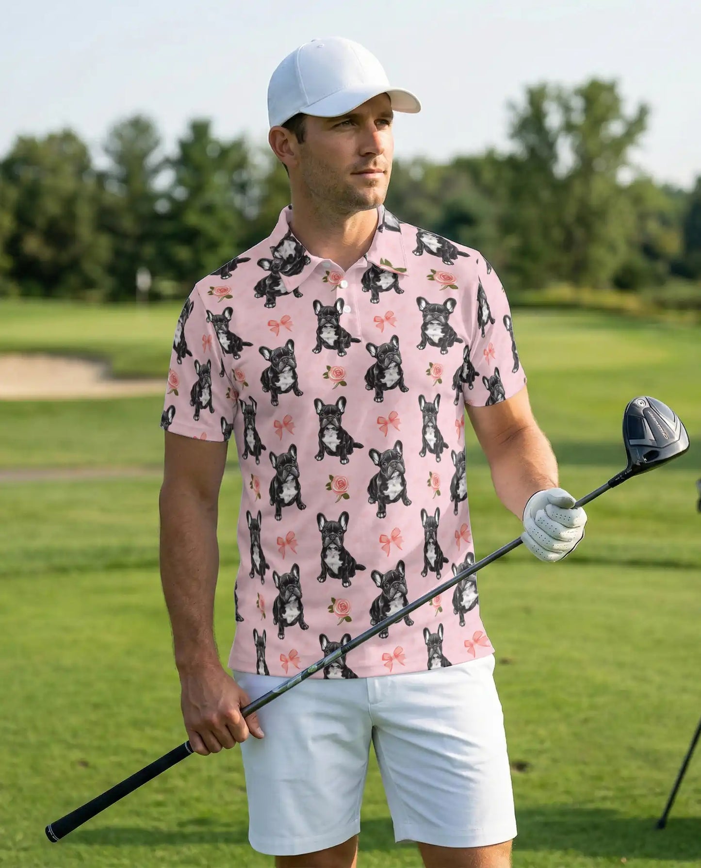 French Bulldog Floral Pattern Polo Shirt | Azhobbyshop