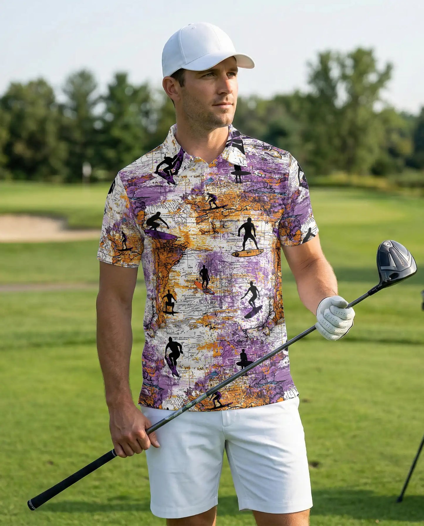 Surfing Polo Shirt – Vintage Map Surf Art Style | Azhobbyshop