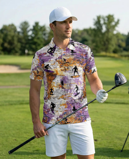 Surfing Polo Shirt – Vintage Map Surf Art Style | Azhobbyshop
