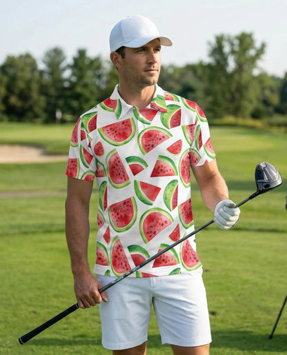 Watermelon Slice 3D Polo Shirt for Men – Fresh Summer Fruit Pattern | Azhobbyshop