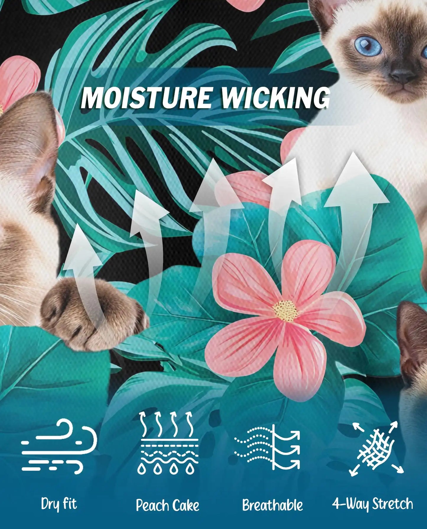 Siamese Cat Tropical Polo Shirt – Cute Hawaiian Cat Floral Design | Azhobbyshop