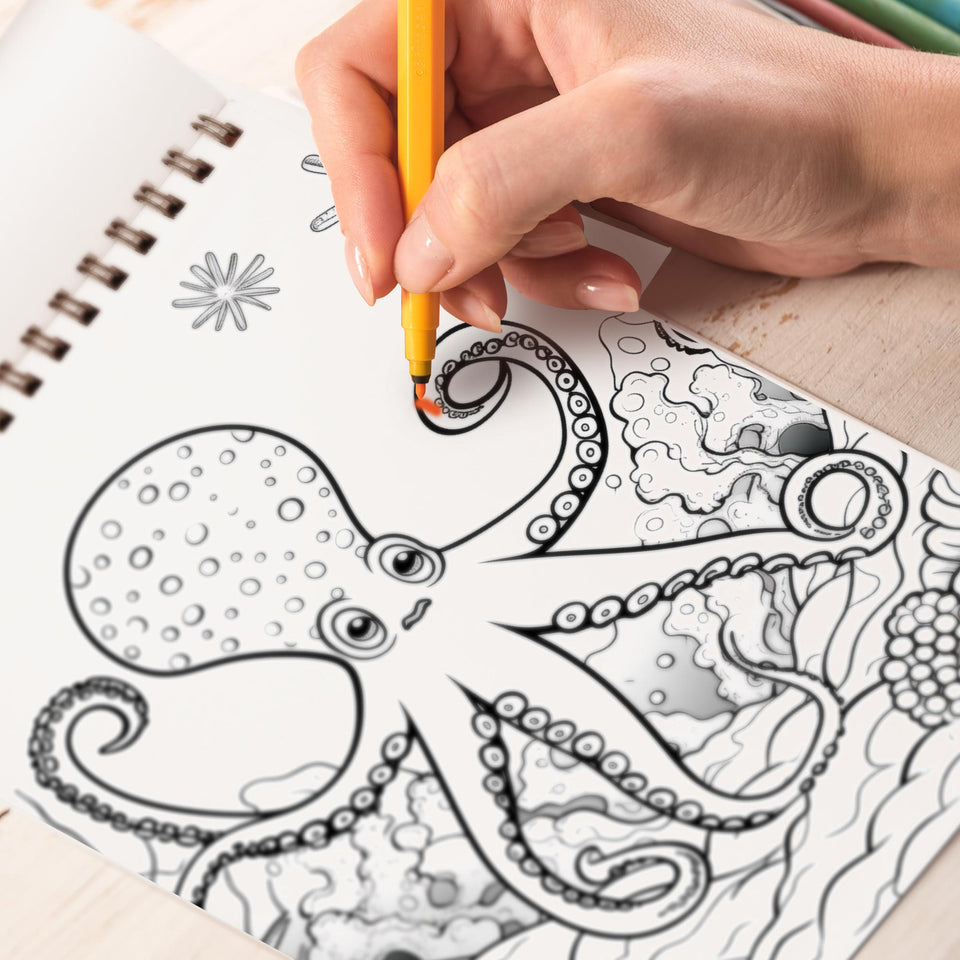Under The Sea Spiral Bound Coloring Book, Dive into 30 Enchanting Coloring Pages, Exploring the Beauty and Mysteries Under the Sea