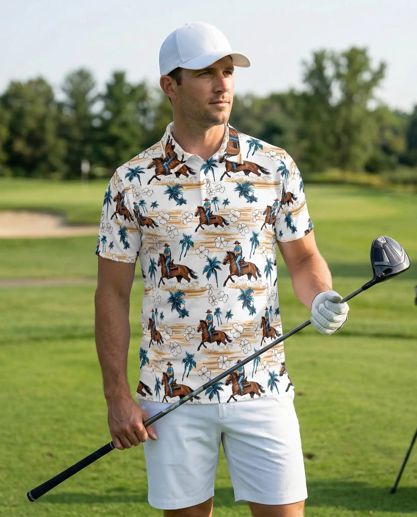Cowboy Horse Polo Shirt – Western Tropical Beach Style | Azhobbyshop