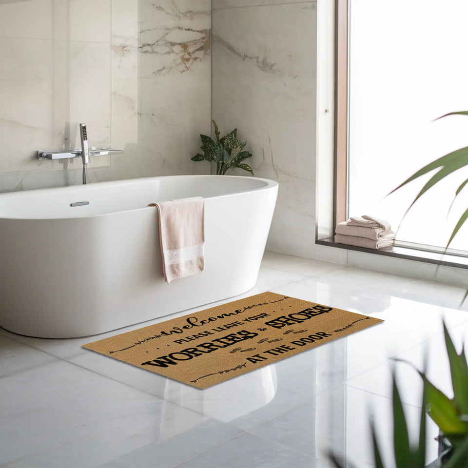 Funny Shoes Off Doormat – Leave Your Worries Welcome Mat