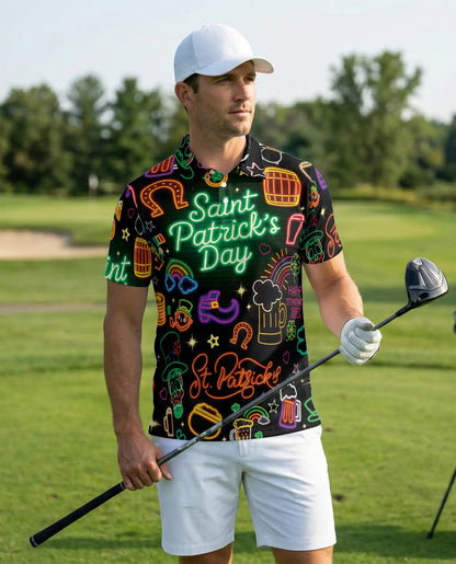 St Patrick’s Day Polo Shirt -Neon Irish Beer Party Shirt | Azhobbyshop