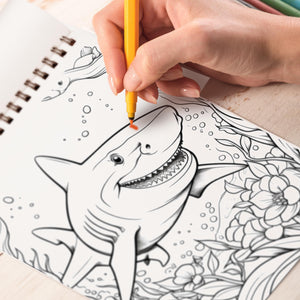 Magical Sharks Spiral Bound Coloring Book, Discover the Power of the Ocean with 30 Captivating Shark Coloring Pages for Adventure Seekers to Ignite Their Imagination