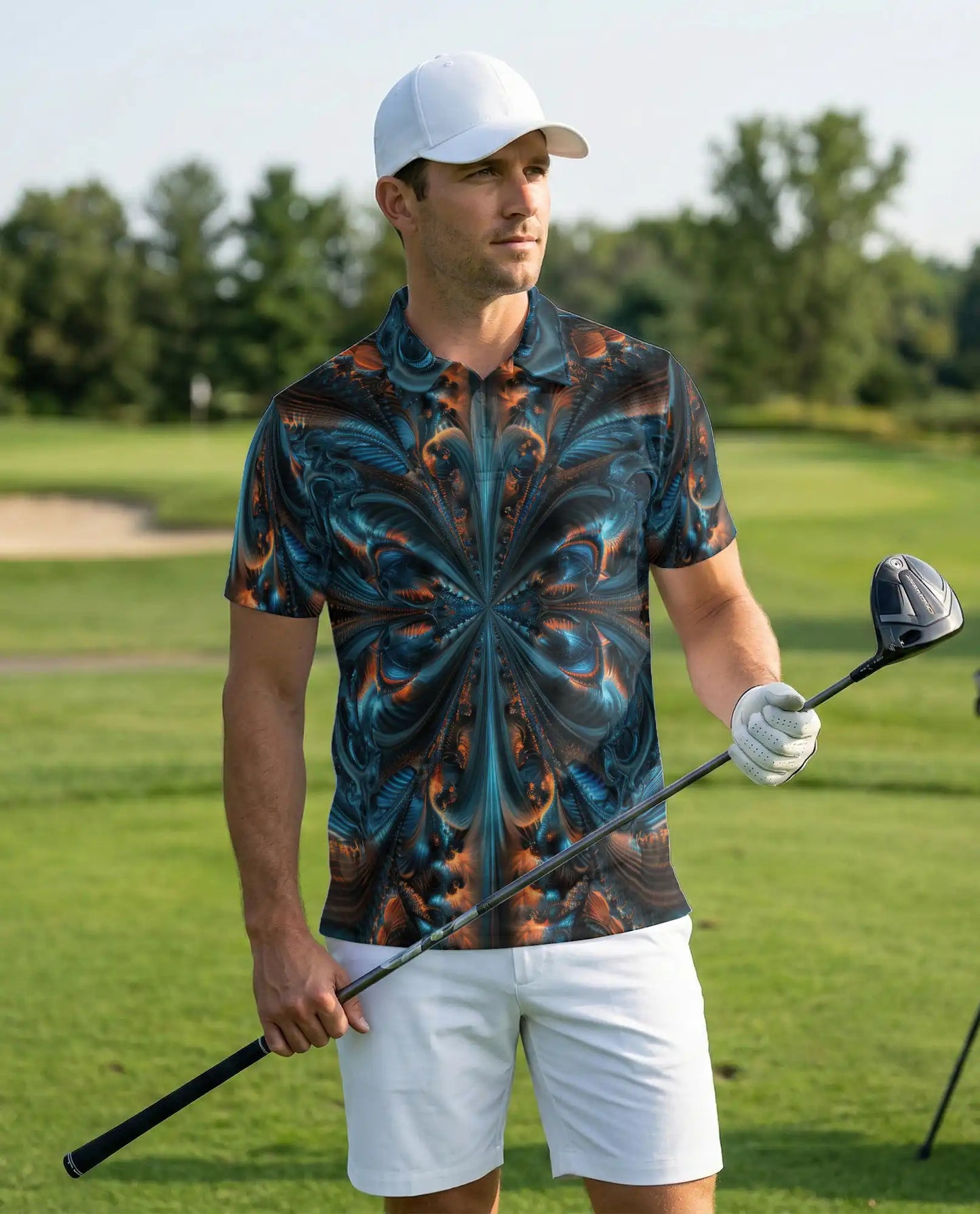 Fractal High Quality Polo Shirt – Premium Abstract Symmetry 3D Print | Azhobbyshop