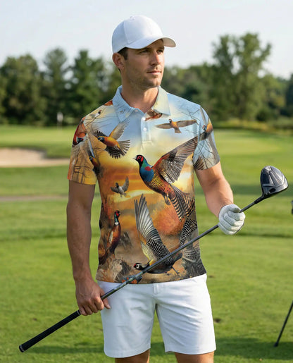 Pheasant Hunting 3D Polo Shirt for Men – Wildlife Bird Outdoor Style | Azhobbyshop