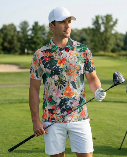 Flower Ephemera Tropical 3D Polo Shirt for Men – Floral Hawaiian Summer Style | Azhobbyshop