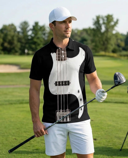 Bass Guitar 3D Polo Shirt for Men – Rock Music Player Style | Azhobbyshop