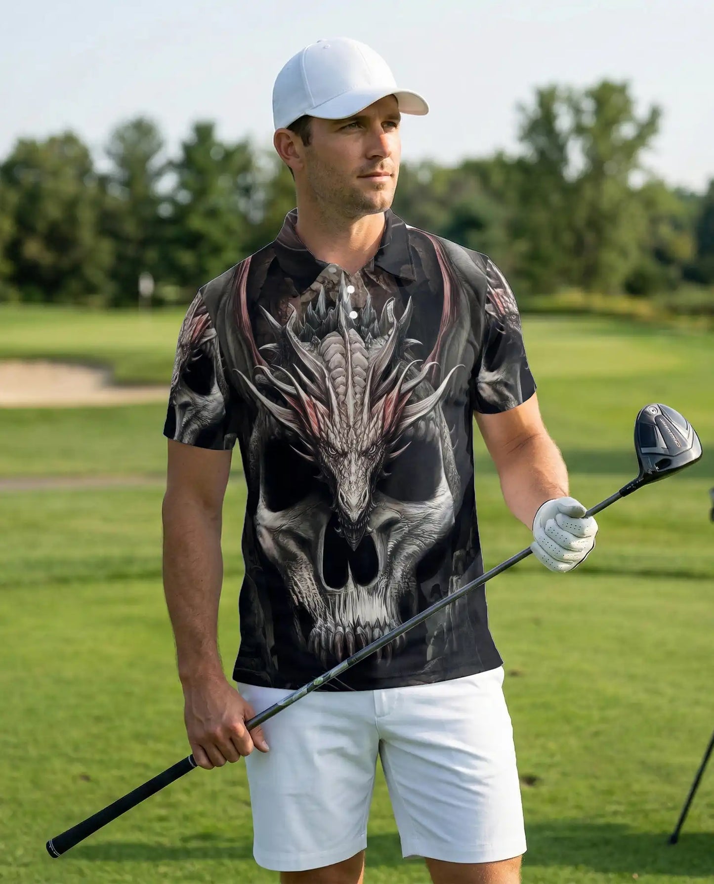 Dragon Skull Polo Shirt – Dark Fantasy Gothic Dragon Design | Azhobbyshop