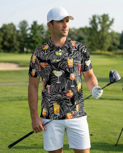 Cocktail Hawaiian 3D Polo Shirt for Men – Tropical Drink Party Style | Azhobbyshop