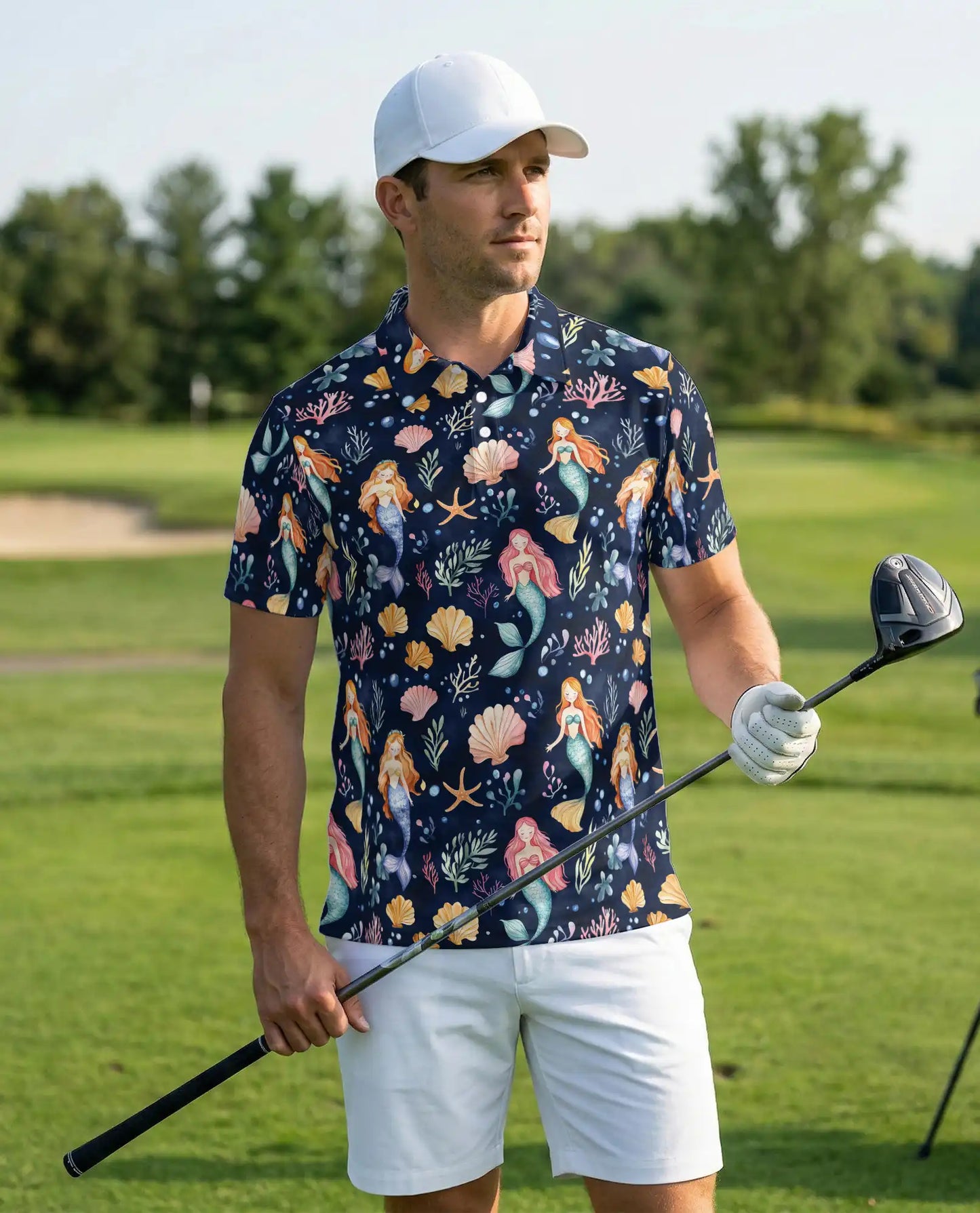 Cute Mermaid Sea 3D Polo Shirt for Men – Ocean Fantasy Pattern | Azhobbyshop