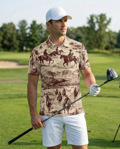 Western Cowboy 3D Polo Shirt for Men – Vintage Style | Azhobbyshop