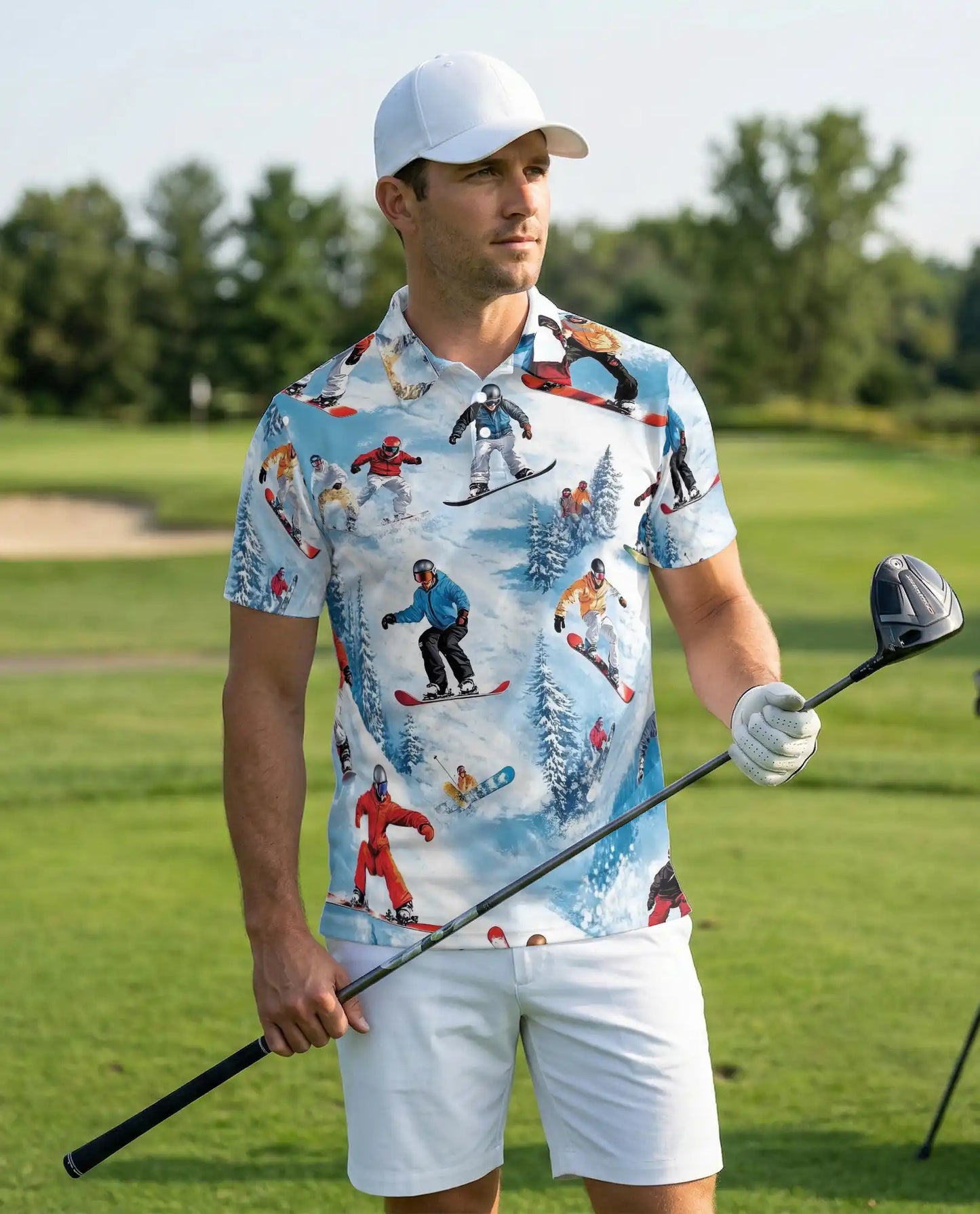 Snowboarding 3D Polo Shirt for Men – Winter Sport Mountain Style | Azhobbyshop