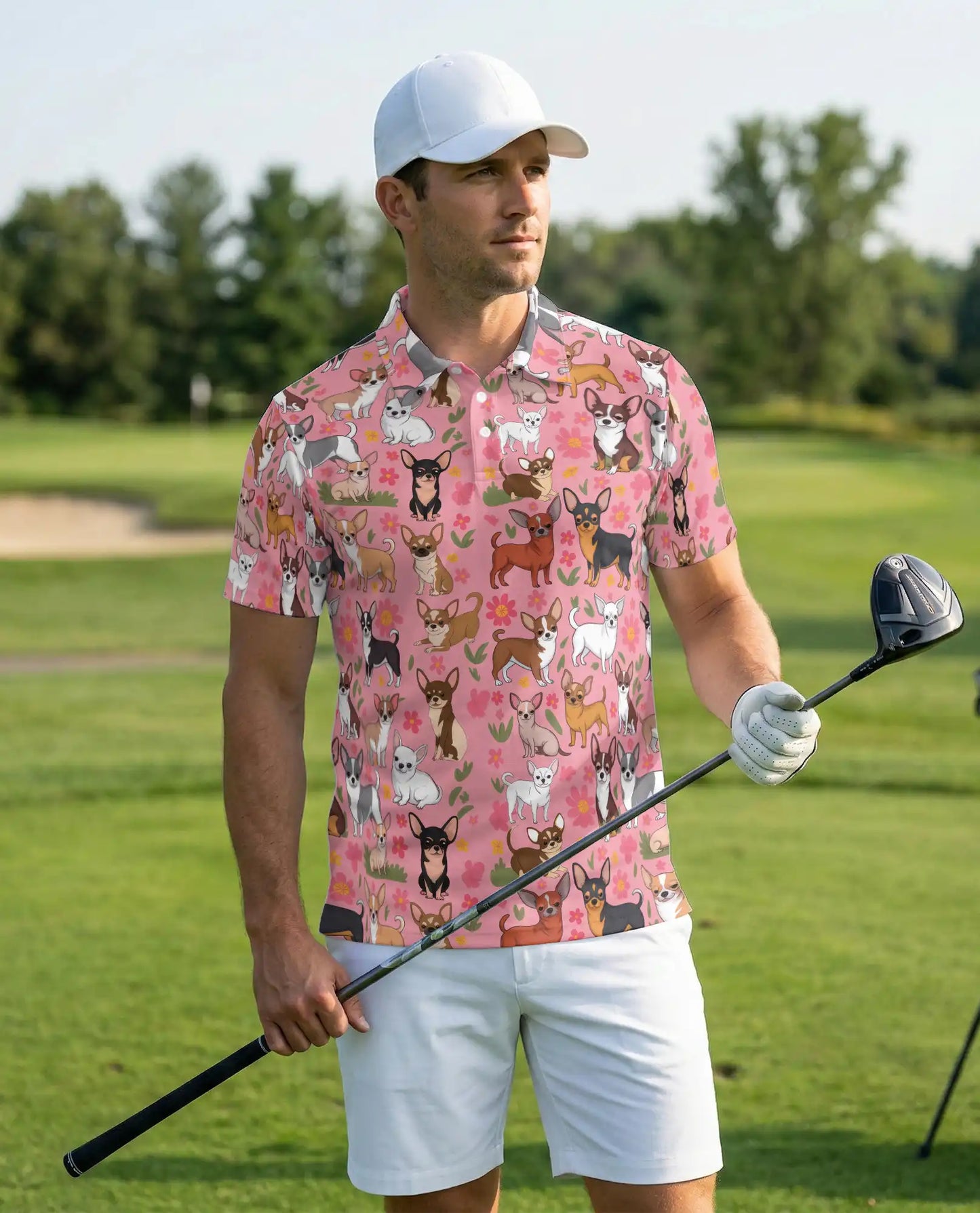 Flowers Chihuahua Pattern Polo Shirt | Azhobbyshop