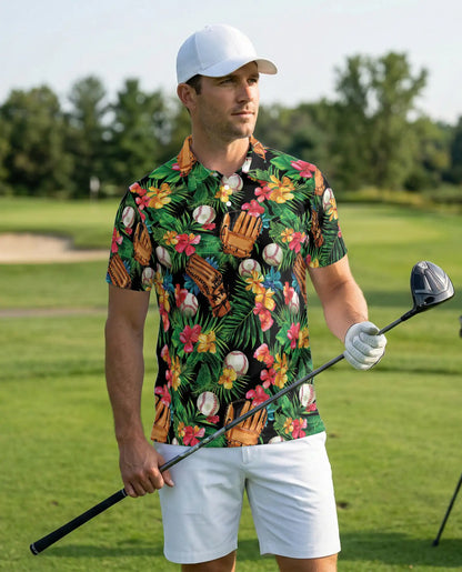 Baseball Tropical Floral Polo Shirt | Azhobbyshop