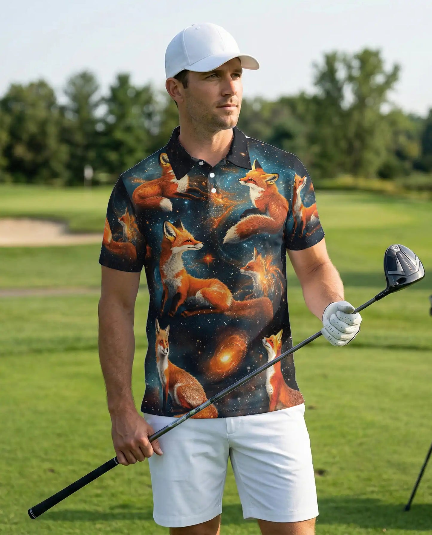 Galaxy Fox Polo Shirt – Cosmic Space Fox Print All Over | Azhobbyshop
