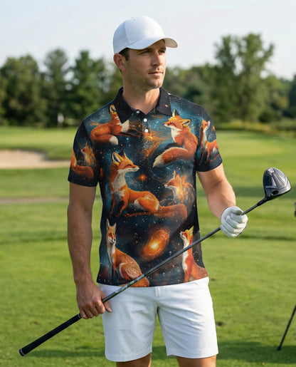 Galaxy Fox Polo Shirt – Cosmic Space Fox Print All Over | Azhobbyshop