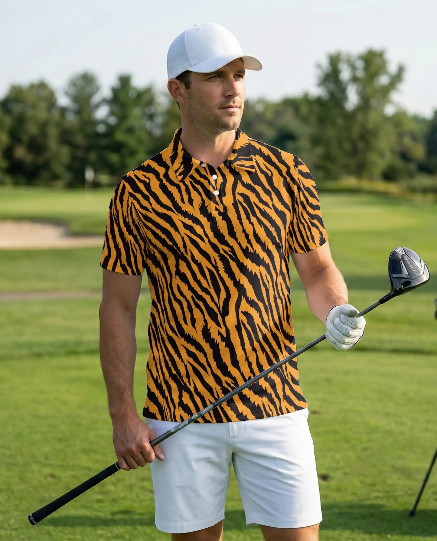 Tiger Skin Polo Shirt – Bold Animal Print Orange Black | Azhobbyshop