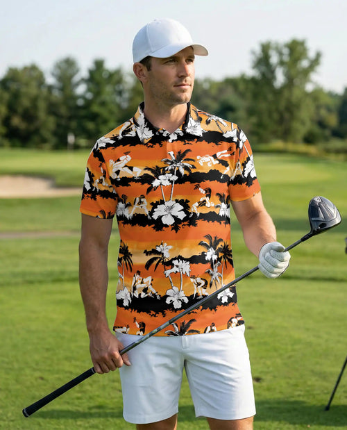 Wrestling Hawaiian 3D Polo Shirt for Men – Funny Tropical Beach Style | Azhobbyshop