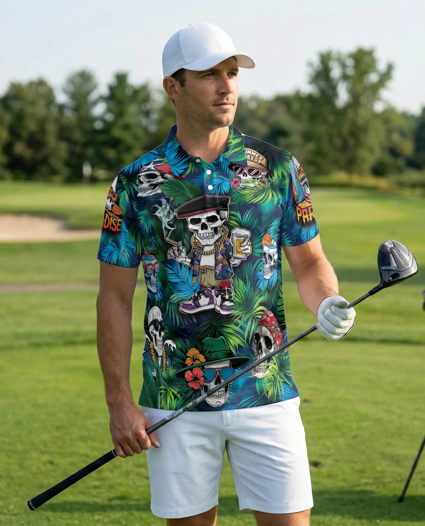Skull Hawaiian Polo Shirt – Funny Skeleton Summer Beach Shirt | Azhobbyshop