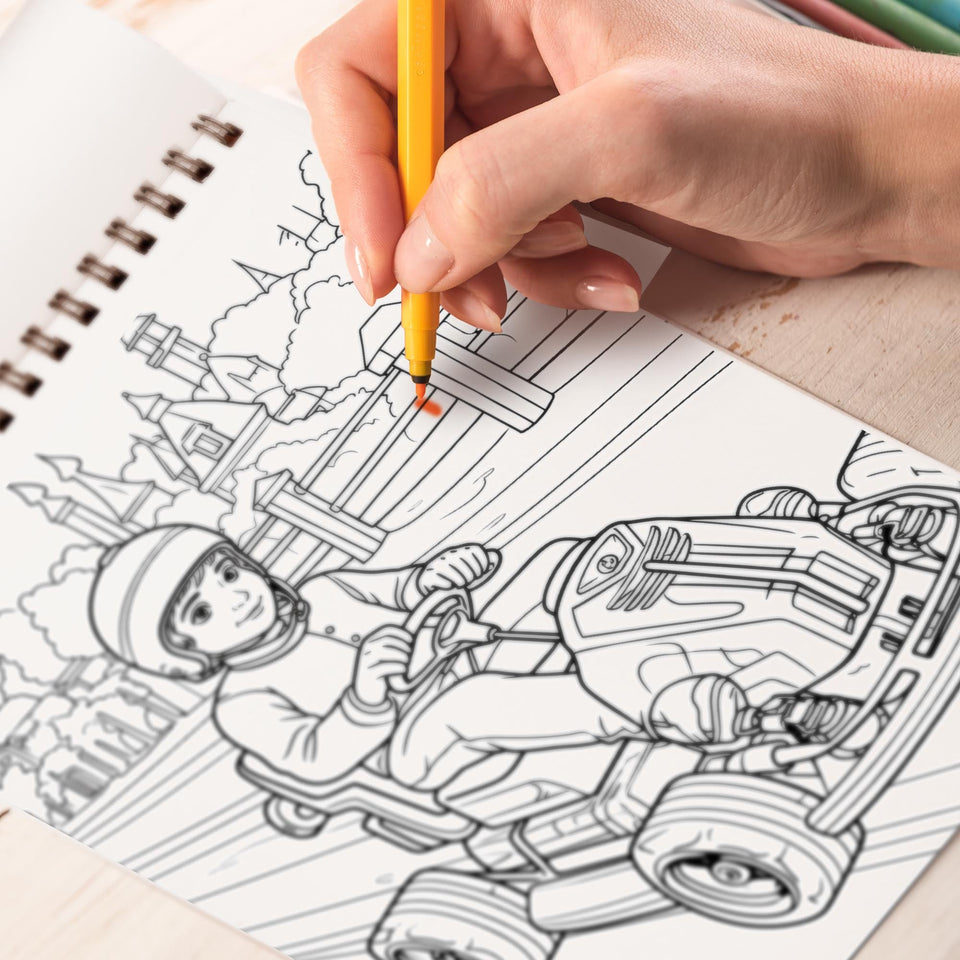 Racing Boys Spiral Bound Coloring Book, Engage with 30 Captivating Racing Boys Coloring Pages for an Adrenaline-Fueled Experience