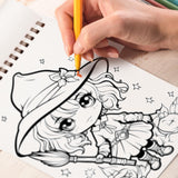 Cute Chibi Halloween Witchy Spiral Bound Coloring Book, Join the Adorable Halloween Celebration with 30 Enchanting Pages, Where Cute Chibi Witches Cast Spells of Delight.