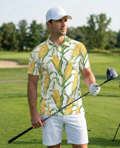 Corn Print Polo Shirt – Fresh Farm Sweet Corn Pattern | Azhobbyshop