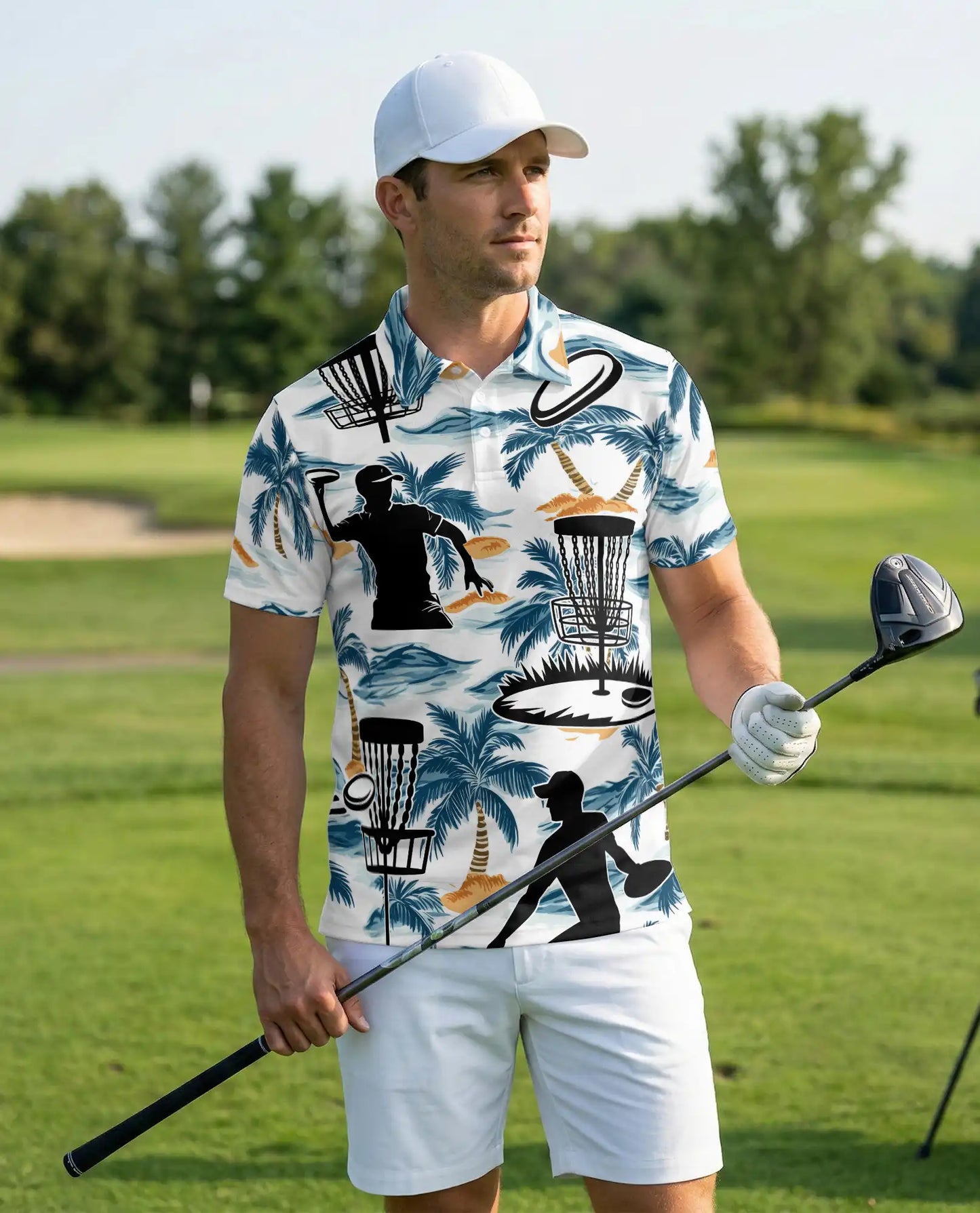 Disc Golf Tropical 3D Polo Shirt – Beach Palm Tree Sport Style | Azhobbyshop