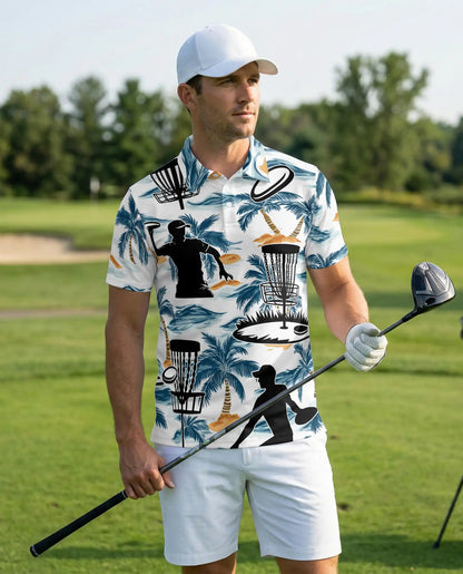 Disc Golf Tropical 3D Polo Shirt – Beach Palm Tree Sport Style | Azhobbyshop