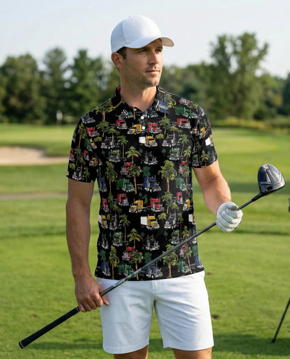 Semi Truck Tropical Palm Tree Polo Shirt | Azhobbyshop