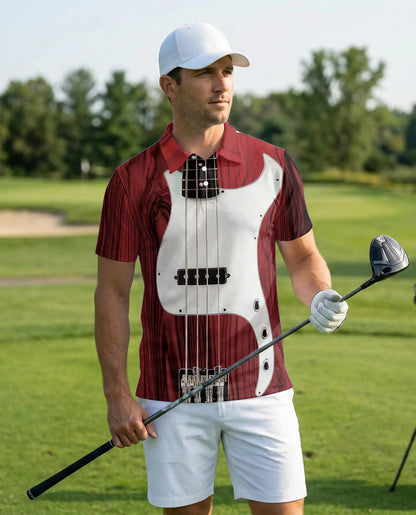 Bass Guitar Polo Shirt 3D- Instrument Print Music Lover Shirt | Azhobbyshop