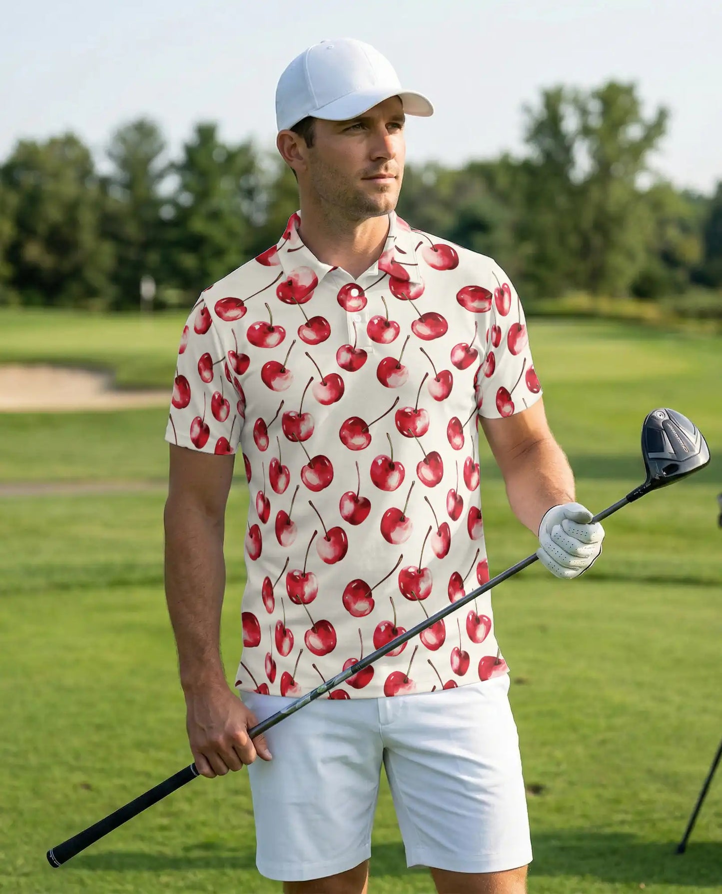 Cherry Pattern 3D Polo Shirt for Men – Cute Fruit Print Summer Style | Azhobbyshop