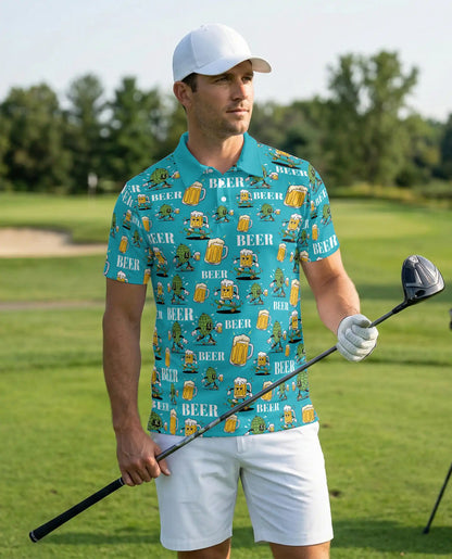 Funny Beer 3D Polo Shirt for Men – Skateboard Hop Party Design | Azhobbyshop