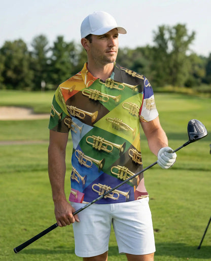 Trombone Pattern Musician Polo Shirt | Azhobbyshop