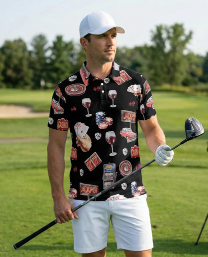 Lucky Las Vegas Hawaiian Polo Shirt – Casino Jackpot Poker Shirt | Azhobbyshop