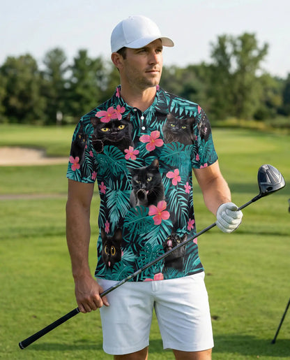 Black Cat Tropical Polo Shirt | Azhobbyshop