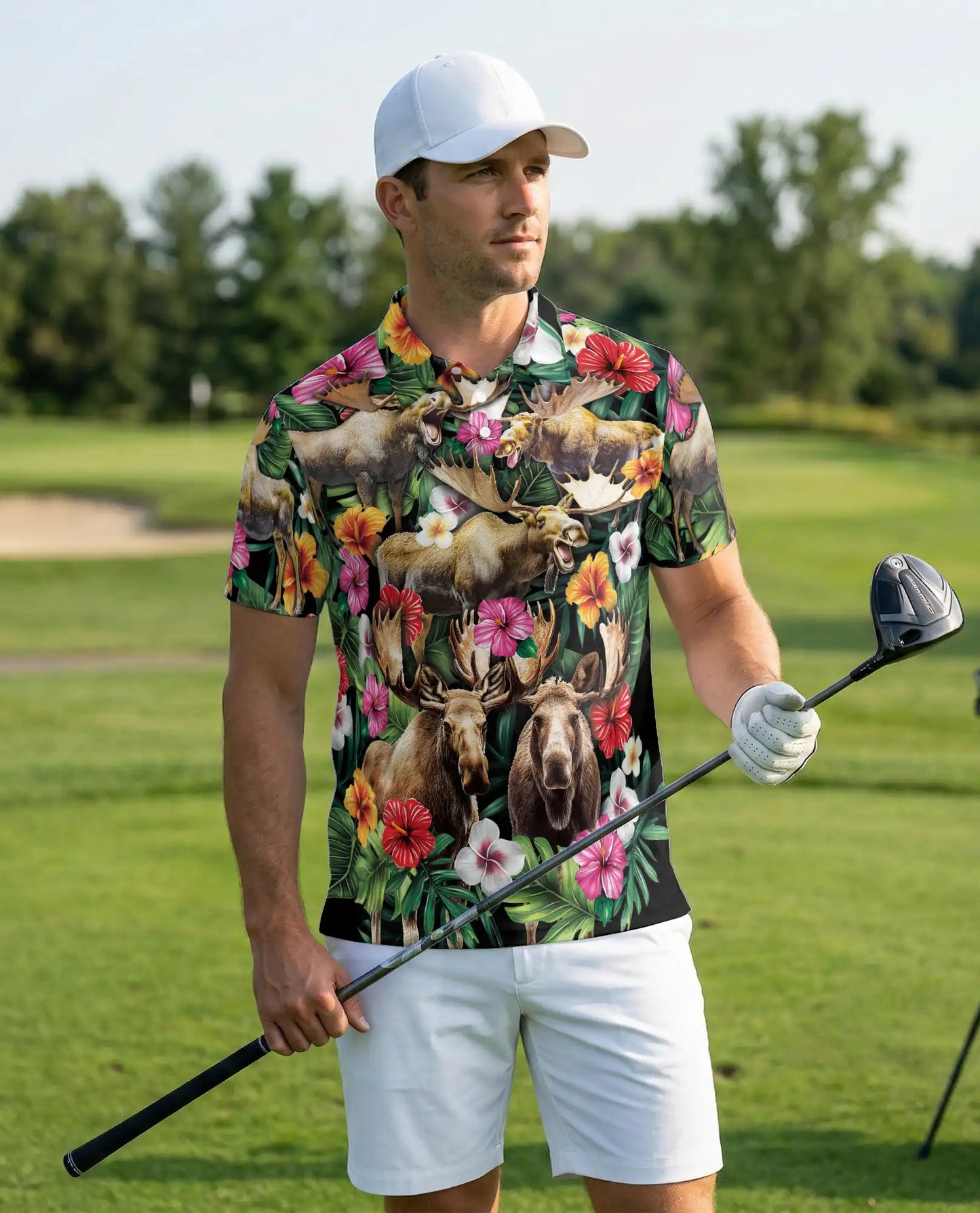 Moose Aloha Tropical Hawaiian Polo Shirt | Azhobbyshop