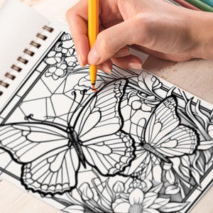 Stained Glass Insects Spiral Bound Coloring Book, Delve into 30 Intricate Coloring Pages, Unveiling the Transcendent Beauty and Delicacy of Stained Glass Insects