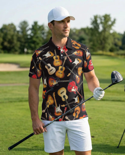 Guitar Polo Shirt- Music Lover Electric Acoustic Style | Azhobbyshop