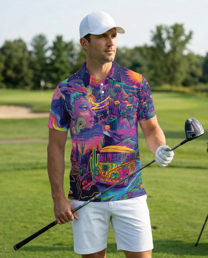 Camping Hippie Psychedelic Van Polo Shirt | Azhobbyshop