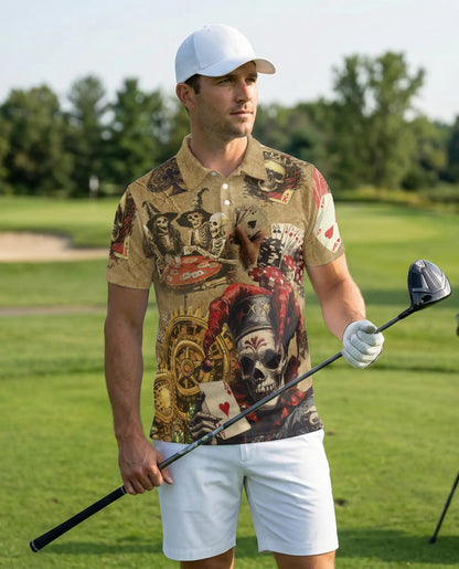 Skull Poker Polo Shirt- Gambling Casino Vintage Style | Azhobbyshop