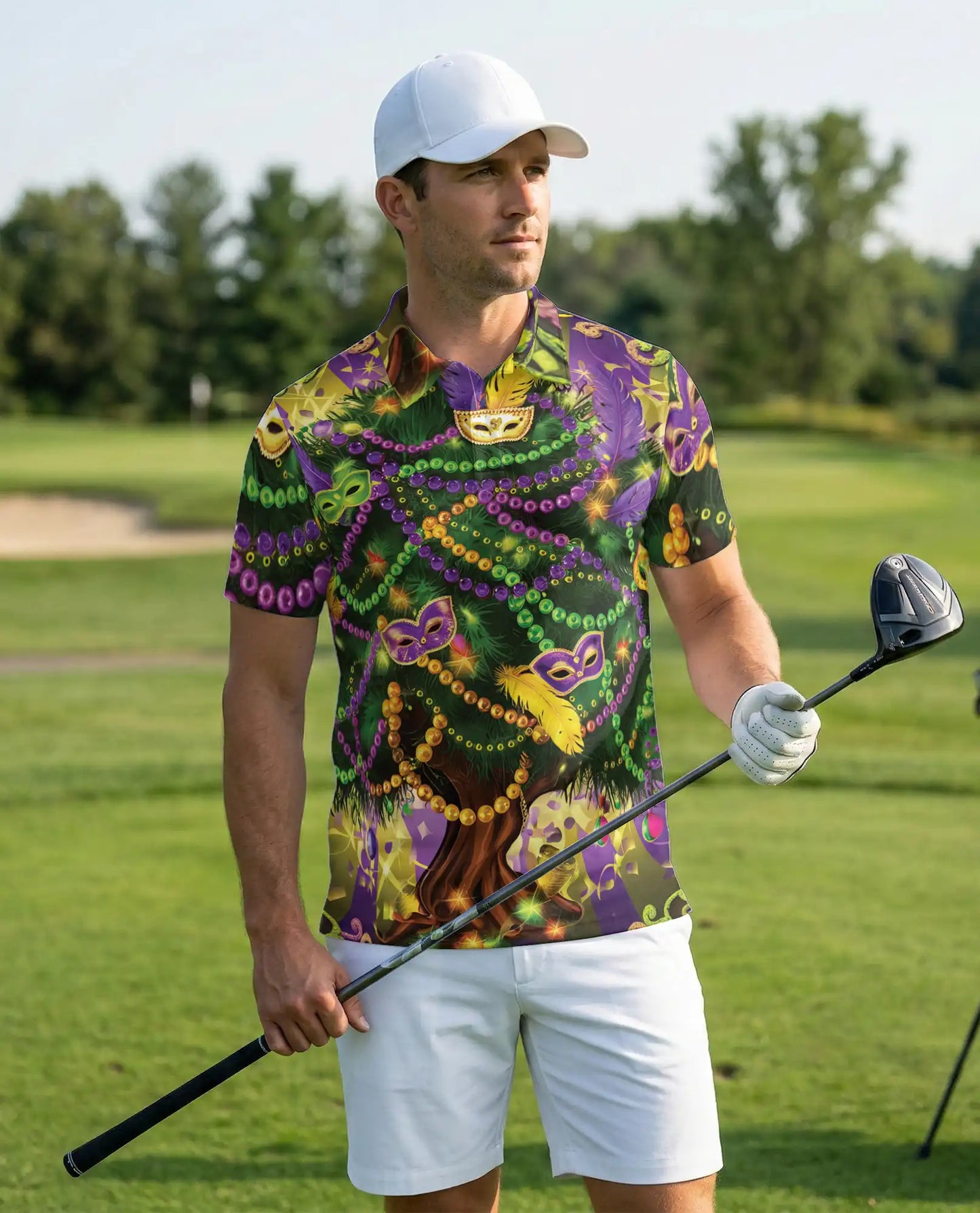 Mardi Gras Mask Beads Tree Polo Shirt | Azhobbyshop