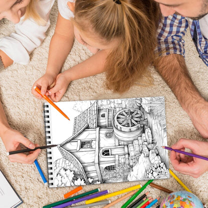 Countryside Spiral Bound Coloring Book, Tranquil Countryside Scenes for Peaceful Coloring, Ideal for Those Seeking Serenity and Natural Beauty
