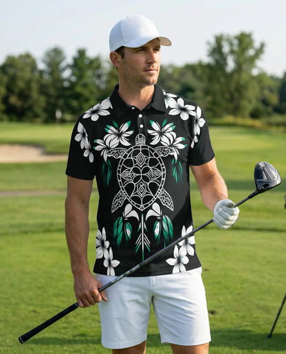 Sea Turtle Polo Shirt- Hawaiian Floral Tropical Beach Style | Azhobbyshop