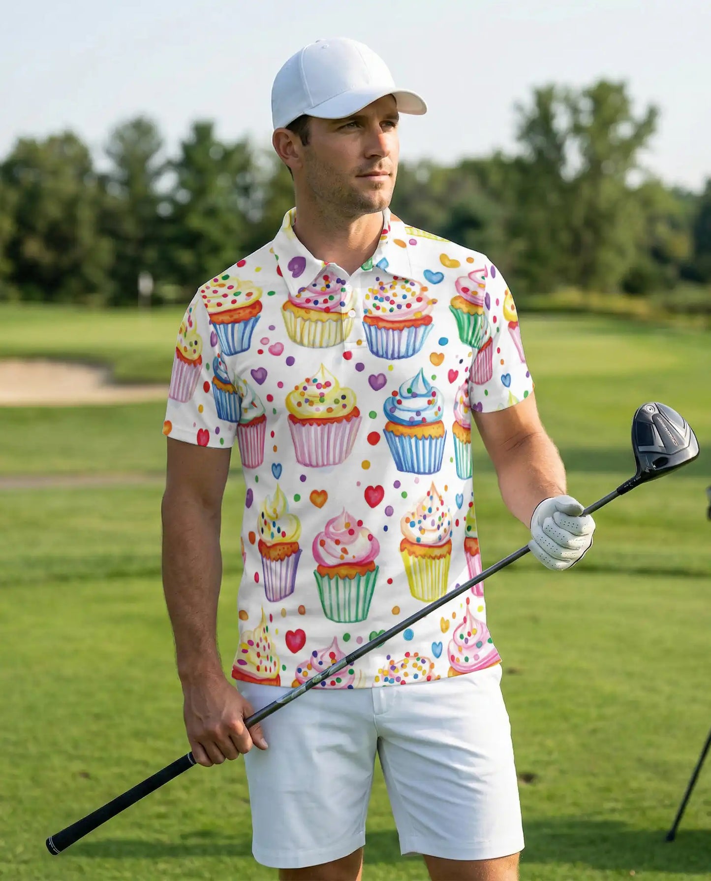 Cupcake Polo Shirt -Colorful Dessert Print Cute Sweet Treat Shirt | Azhobbyshop